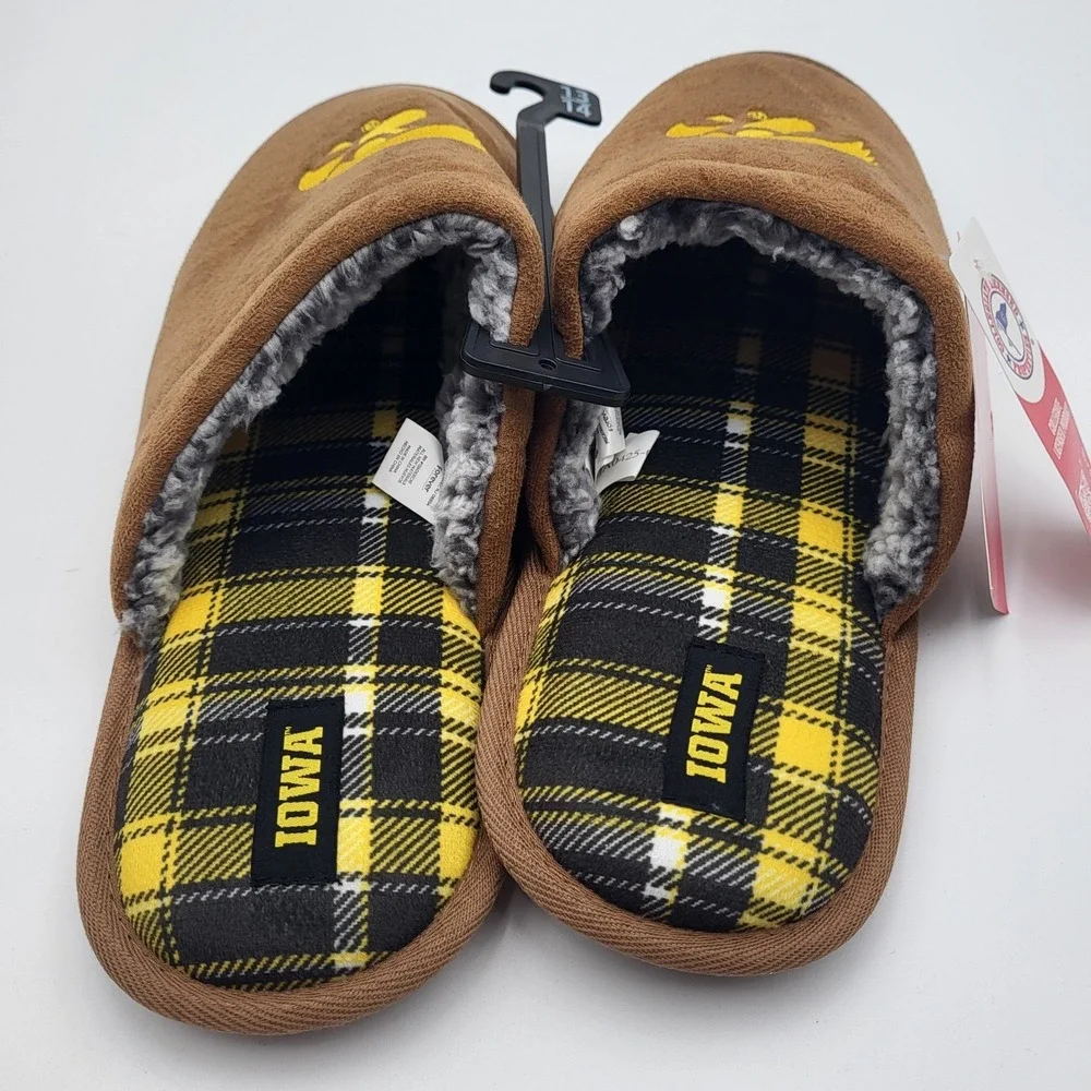 Iowa Hawkeyes Flannel Lined Suede Scuff Slippers‎ FOCO Mens XL 13-14